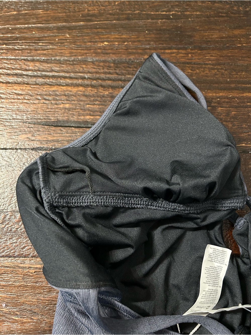 Charcoal Gray Textured Plunging Deep V-Neck Keyhole One-Piece Swimsuit - Picture 6 of 6